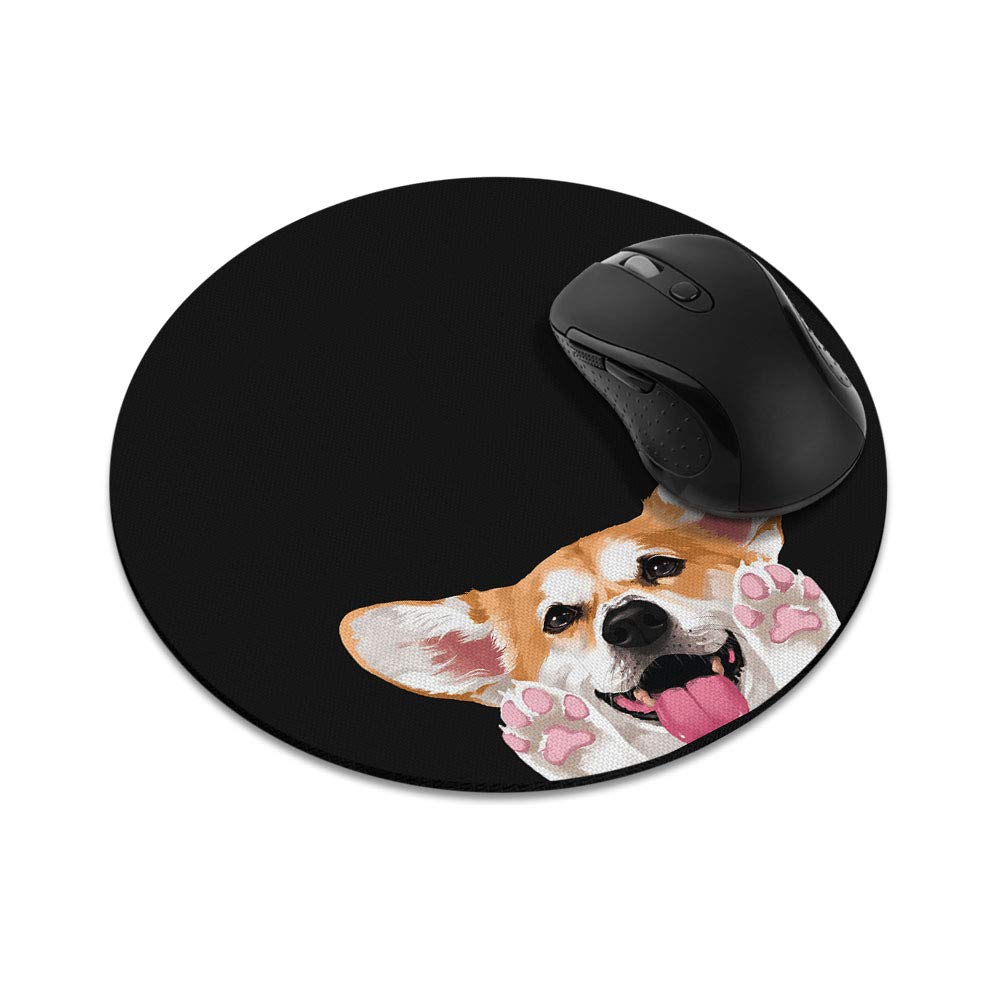 Non-Slip Round Mousepad, Wirester Red Pembroke Welsh Corgi Mouse Pad For Home, Office And Gaming Desk