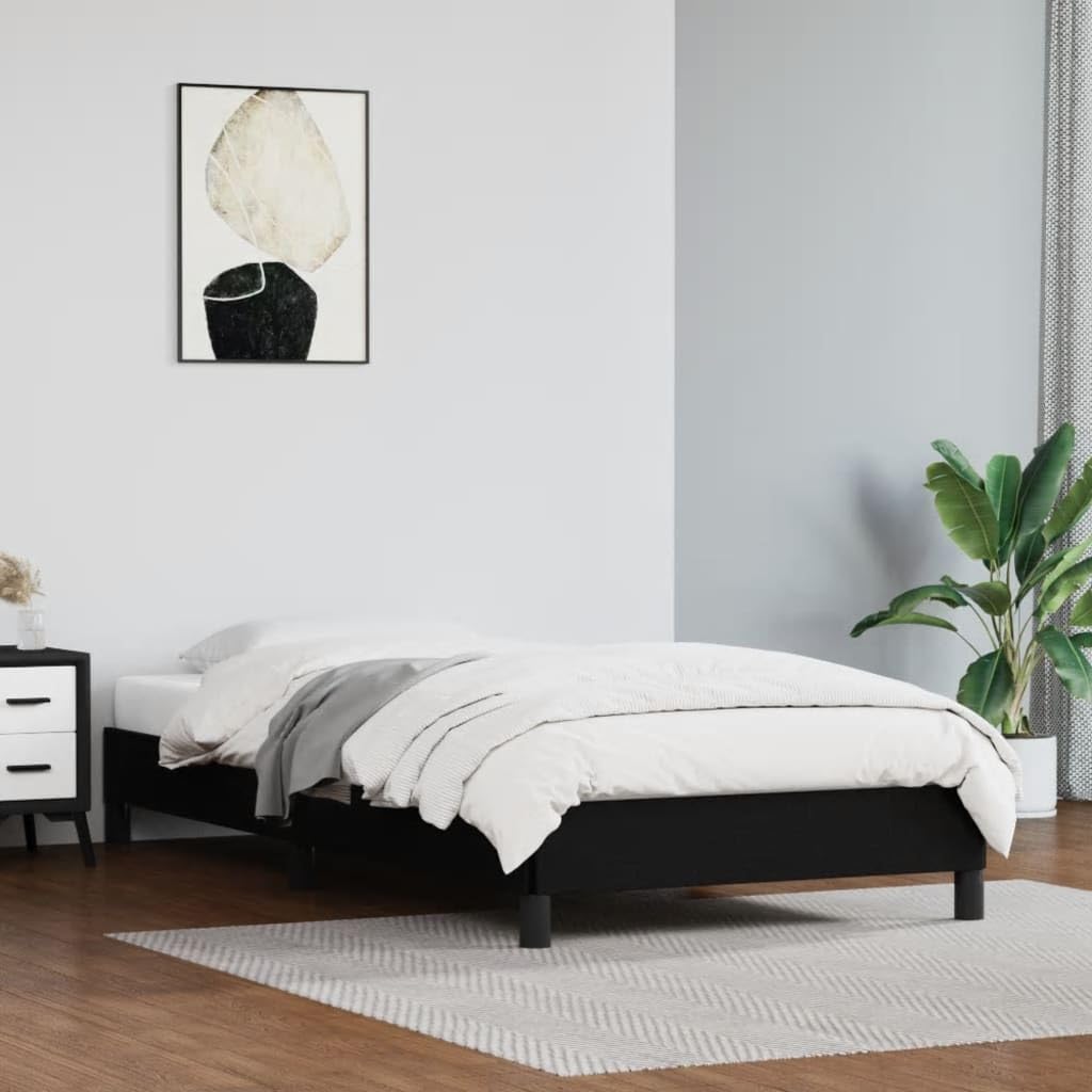 vidaXL Modern California King Bed Frame - Luxurious Black Faux Leather Design, Engineered Wood and Plywood Construction, Suitable for 72"x83.9" Mattress