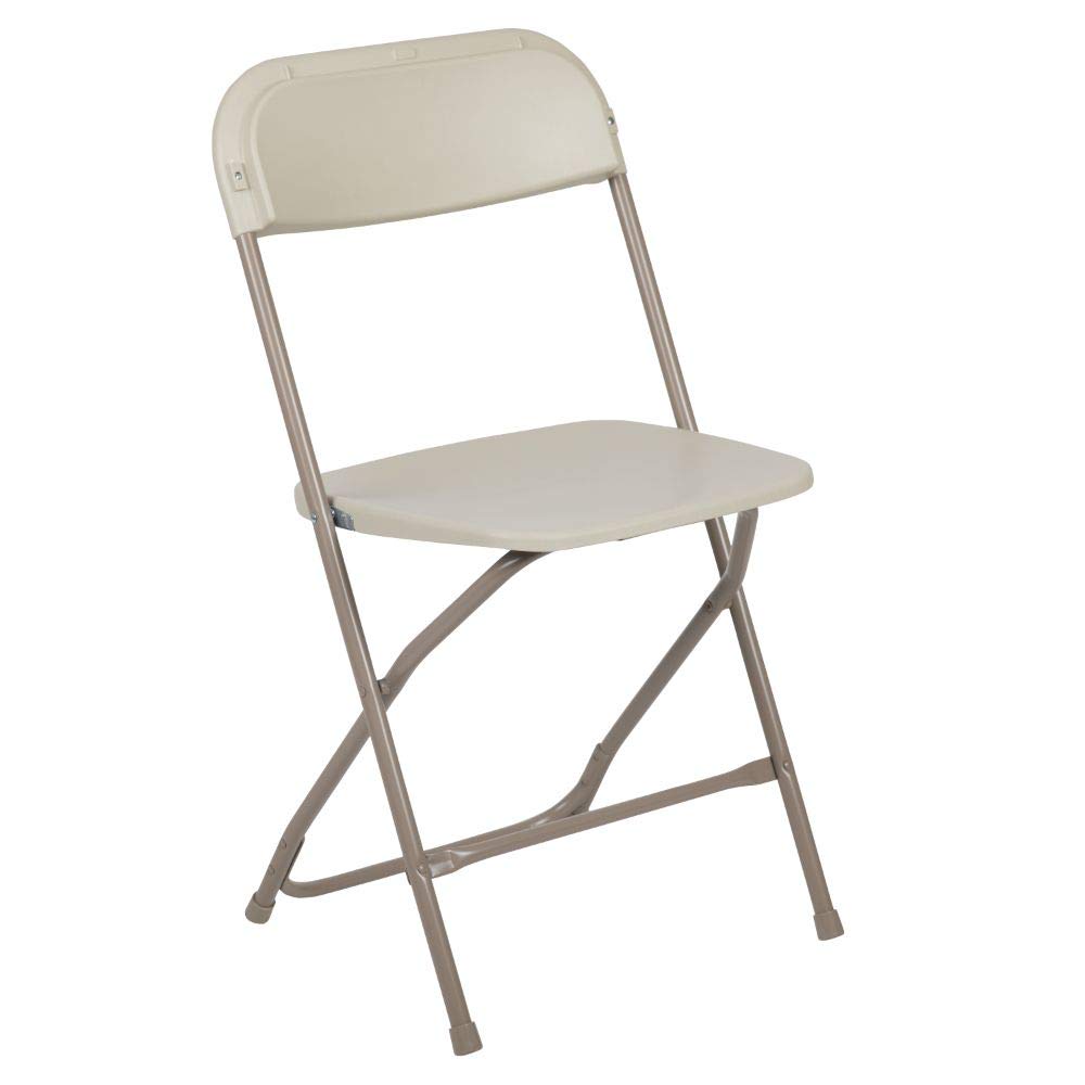 Flash Furniture Hercules™ Series Plastic Folding Chair - Beige - 2 Pack 650Lb Weight Capacity Comfortable Event Chair-Lightweight Folding Chair