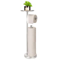 Standing Toilet Paper Holder with Phone Shelf, Holds 5 Rolls, Free Standing TP Roll Holder for Bathroom, Practical Shelf on Top 