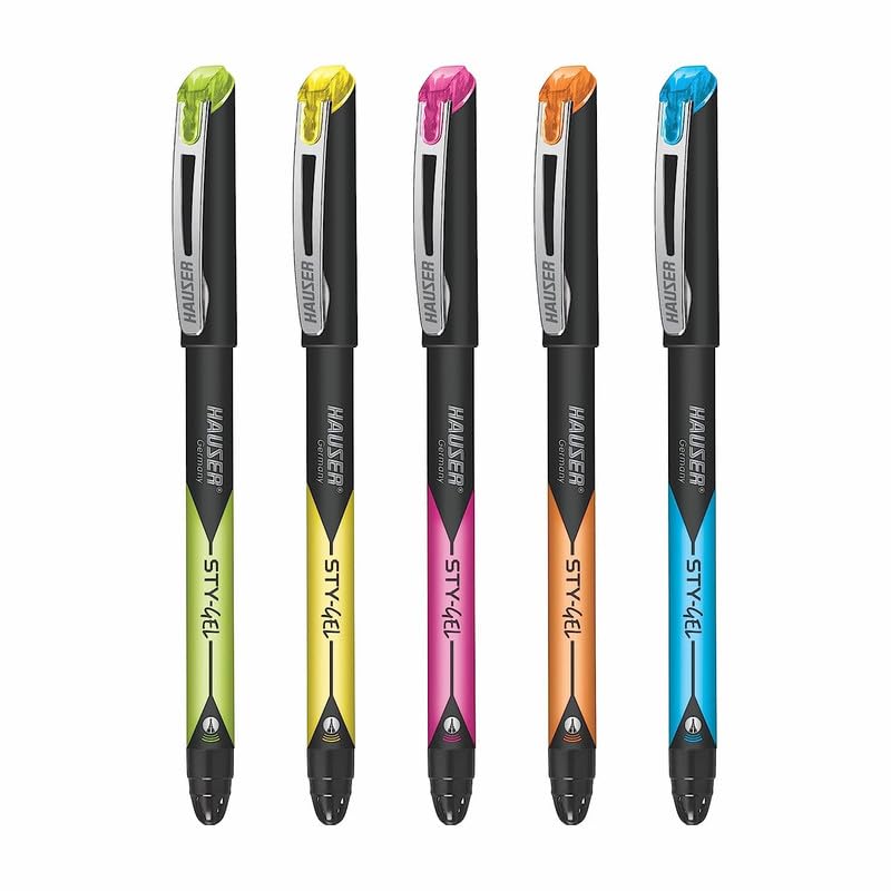 Hauser Sty-Gel Gel Pen Box Pack | 0.7 Mm Tip Size | Lightweight With Comfortable Grip | Extra Smooth, Refillable Waterproof Ink