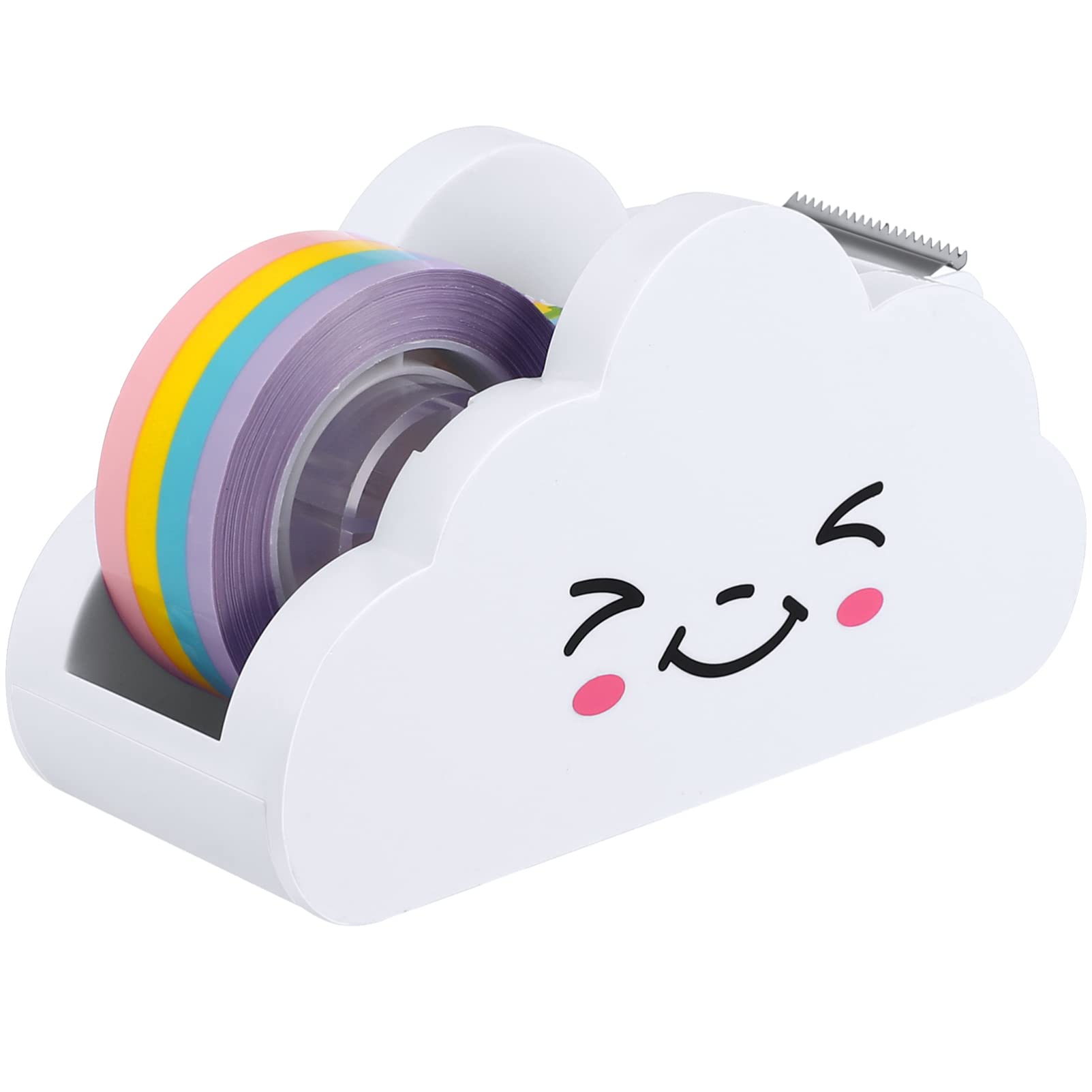 Stobok Desktop Tape Dispenser,Creative Cloud Tape Dispenser Holder With Rainbow Tape Roll Cutter Washi Tape Dispenser For Kids A