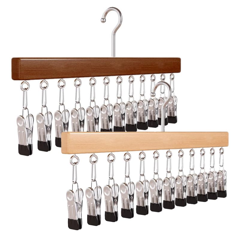 Cabilock Legging Organizer for Closet, 2PCS Closet Organizer with 12 Clips for Leggings Jeans Hats Shorts Skirts Socks, 360 Rota