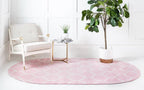 Unique Loom Trellis Frieze Collection Area Rug - Rounded (4' X 6' Oval, Light Pink/ Ivory)