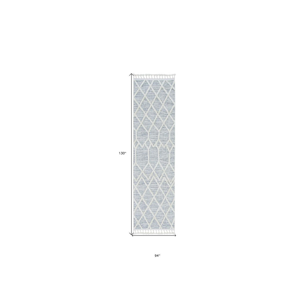 HomeRoots 8'X11' Ivory Grey Machine Woven Geometric Indoor Area Rug