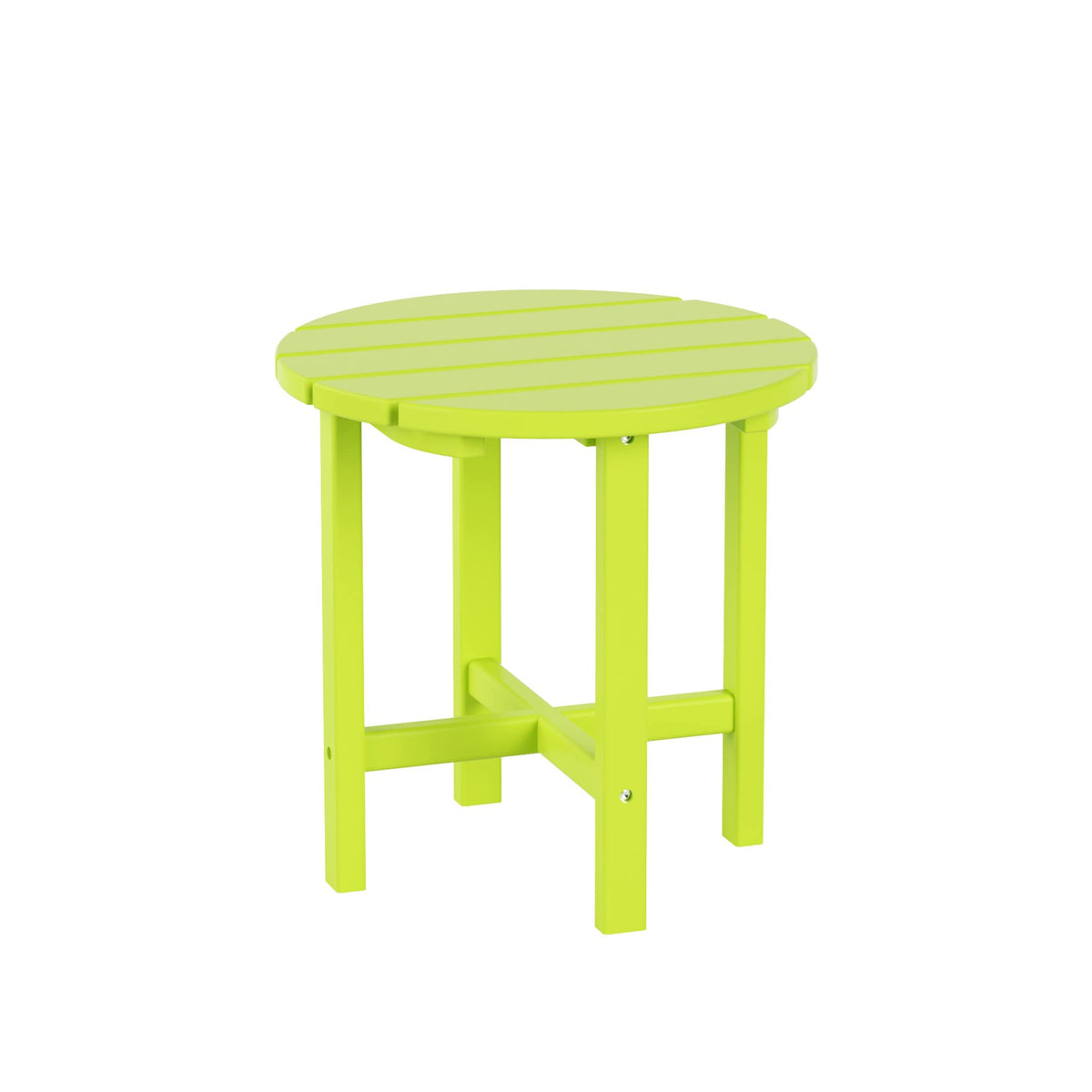 Costaelm Round Outdoor Side Tables, Adirondack Patio Tables For Outside, Hdpe Patio End Table Weather Resistant, Balcony Table For Pool, Seaside, Backyard, Porch, Indoor Companion, Lime