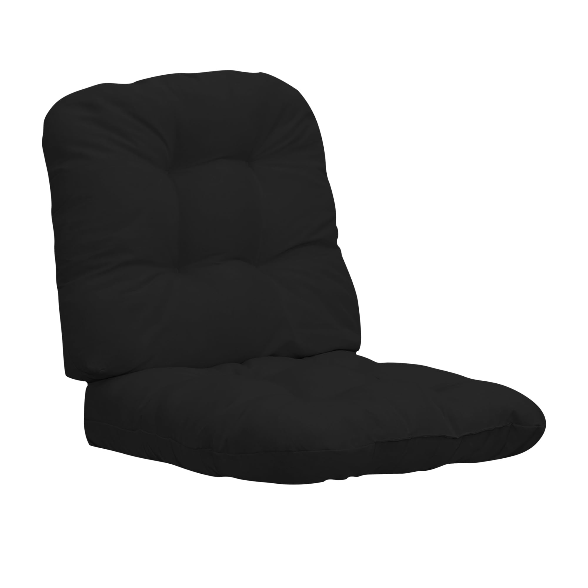 Easy-Going 2 Pack 19'X19' Outdoor Water Resistant Patio Wicker Chair Cushions Reversible Tufted Pads Seat Indoor Furniture Bla