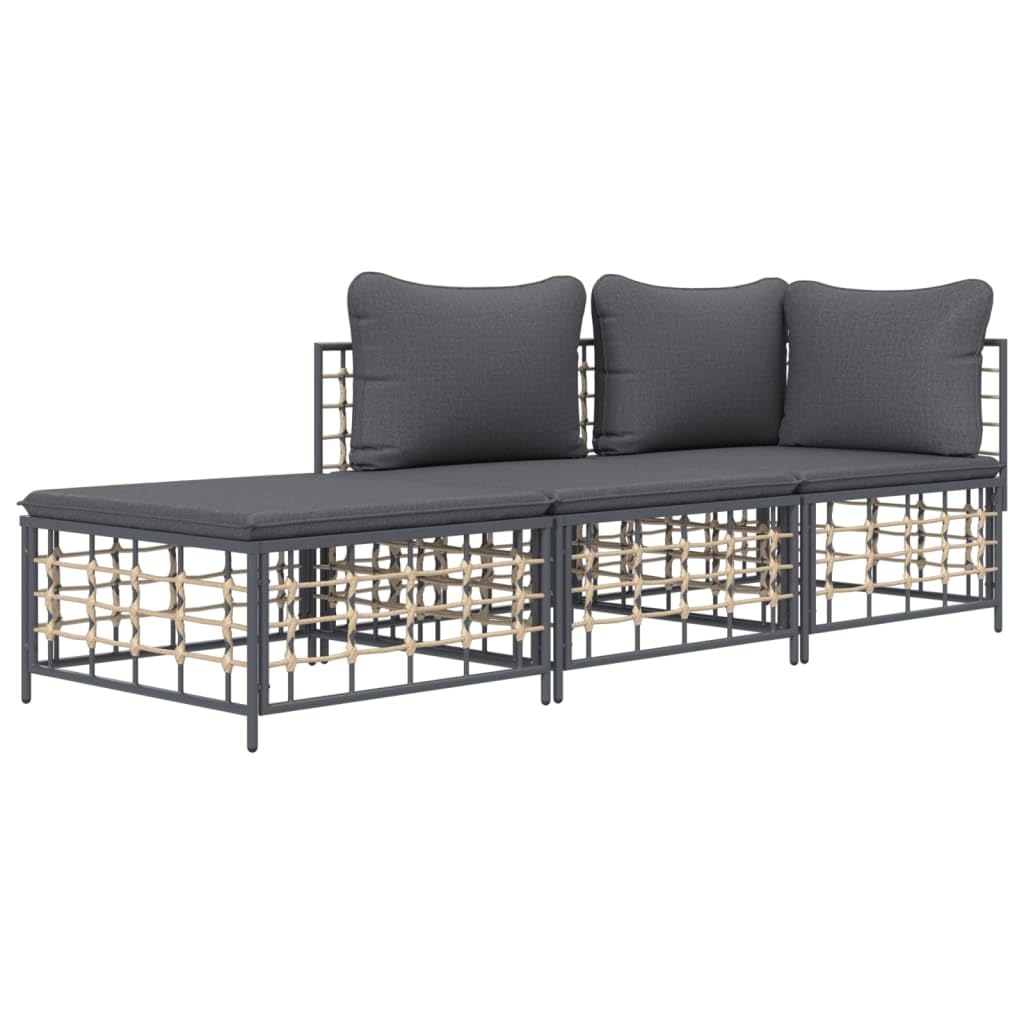 vidaXL 5-Piece Patio Lounge Set with Dark Grey Cushions - Anthracite Poly Rattan, Powder-Coated Steel Frame, Versatile Outdoor F