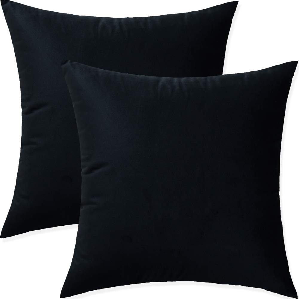 Artaimee Black Throw Pillow Covers 18X18 Pack Of 2 Velvet Sofa Bed Couch Cushion Case 45X45