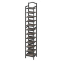 YATINEY 12Tier Tall Shoe Rack, Vertical Shoe Organizer for Small Spaces, Wooden Shoe Shelf for Entryway, Space Saving Shoe Stor