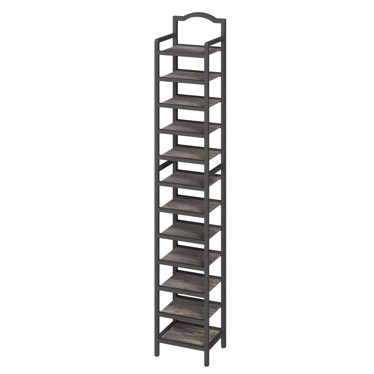 YATINEY 12Tier Tall Shoe Rack, Vertical Shoe Organizer for Small Spaces, Wooden Shoe Shelf for Entryway, Space Saving Shoe Stor