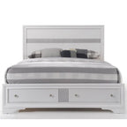 Acme Naima Eastern King Wooden Bed with Storage in White