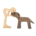 FHTDW Unique Gift Hand Carved Wooden Man and Dog Statue, Wood Human Dog Figurine Sculpture Home Office D  cor, Remember Friendsh
