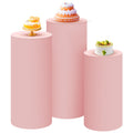SaitiMade Set of 3 - Pink Cylinder Pedestal Stand Covers, Flexible Cylinder Stand Covers for Party, Wedding or Birthday Event De