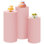 SaitiMade Set of 3 - Pink Cylinder Pedestal Stand Covers, Flexible Cylinder Stand Covers for Party, Wedding or Birthday Event De