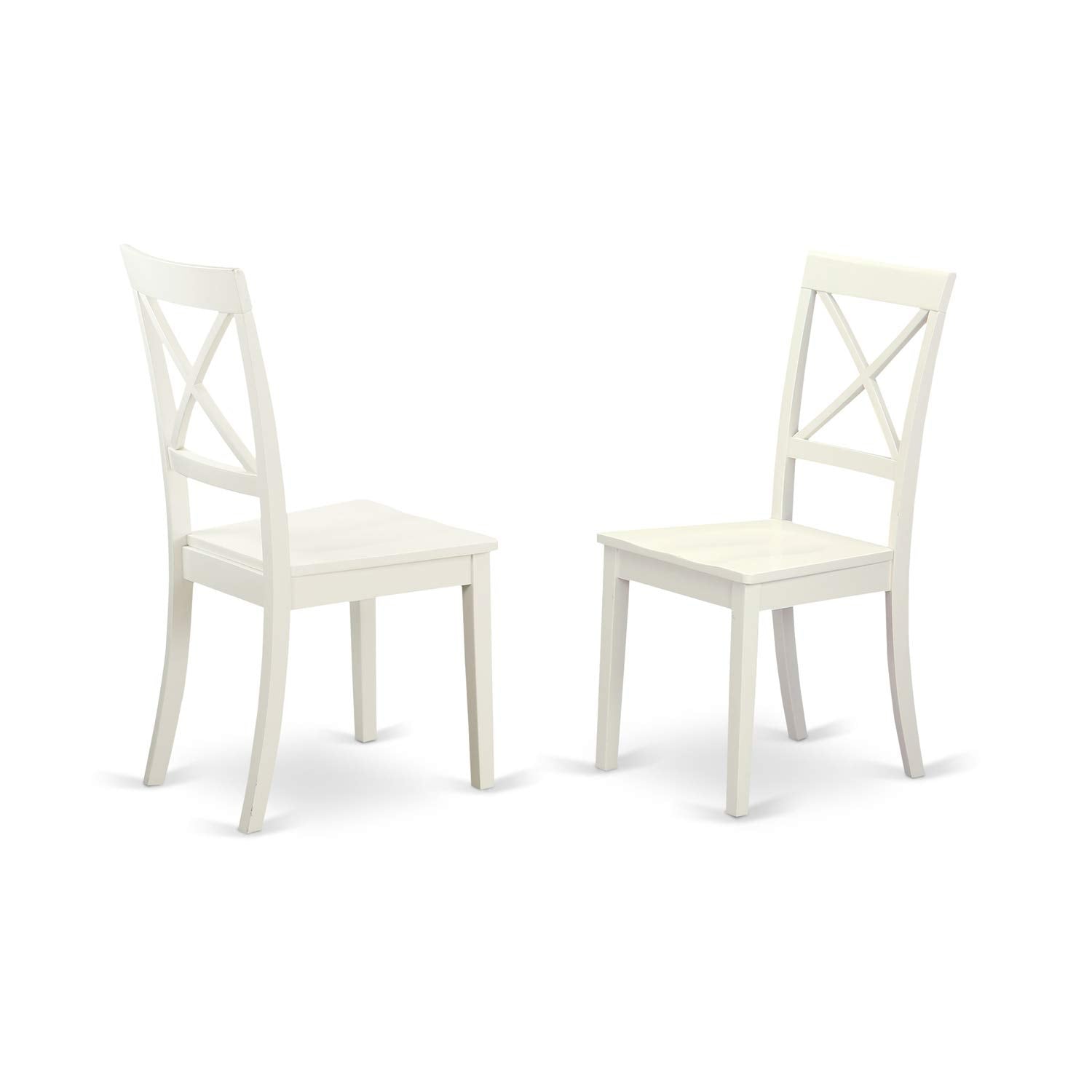 East West Furniture AVBO7-LWH-W Dining Room Table Set - 6 Kitchen Dining Chairs with Wooden Seat - A Wonderful Butterfly Leaf Dining Room Table (Linen White Finish)
