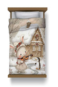 24X7 Home Store 7D Print Kids Comforter, Winter Wonderland Collection, All Season Comforter For Kids (Size 60 X 90 Inch) (White 