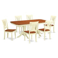 East West Furniture NAPL7-WHI-W 7 Piece Modern Dining Table Set Consist of a Rectangle Wooden Table with Butterfly Leaf and 6 Dining Chairs, 40x78 Inch, Buttermilk & Cherry