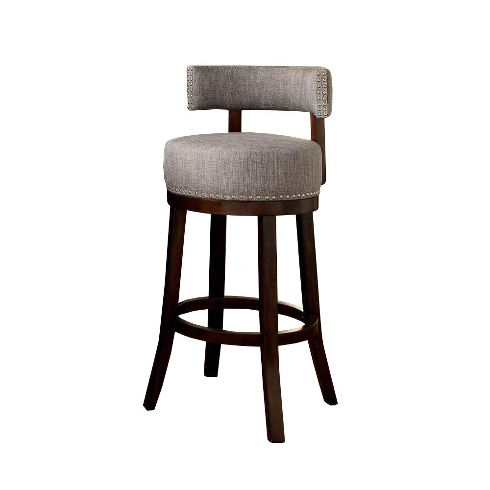 Benzara Lynsey Contemporary Barstool With Linen Cushion, Set Of Two, Gray,