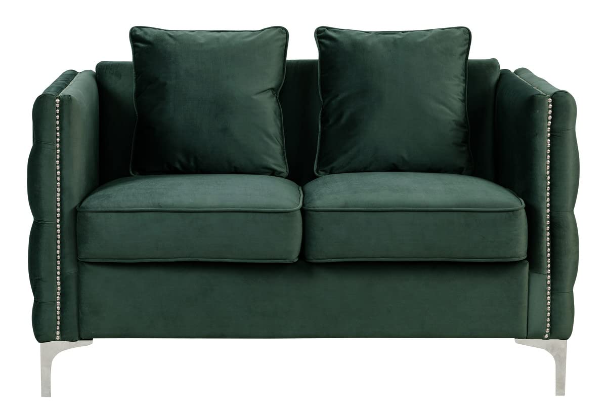 Lilola Home Bayberry Green Velvet Loveseat - Thumbnail 2