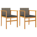 vidaXL Patio Chairs 2 Pcs with Cushions Gray Poly Rattan/Wood, 21.7"x21.7"x30.7", Max Load 242.5 lb