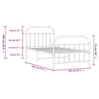 vidaXL Single Bed Frame - Durable Powder-Coated Steel with Headboard and Footboard - Extra Storage Space - Includes Metal Slats and Legs - Black