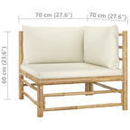 vidaXL Patio Lounge Set 6 Piece with Cream White Cushions Garden Outdoor Balcony Backyard Terrace Seating Sofa Seat Home Furniture Bamboo