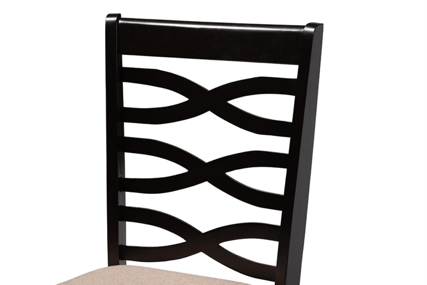 Baxton Studio Lanier Modern and Contemporary Sand Fabric Upholstered Espresso Brown Finished Wood 5-Piece Dining Set