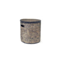Small Laundry Woven Malawi Storage Basket With Lid: Salima Monochrome Storage Basket  Black