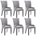 vidaXL Dining Chairs 6 Pcs, Upholstered Side Chair with Armrests, Accent Dining Chair for Home Kitchen Living Room, Light Gray Fabric