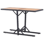 vidaXL Patio Table with Black Poly Rattan and Solid Acacia Wood Top - Weather-Resistant Outdoor Furniture for Garden, Patio and Terrace