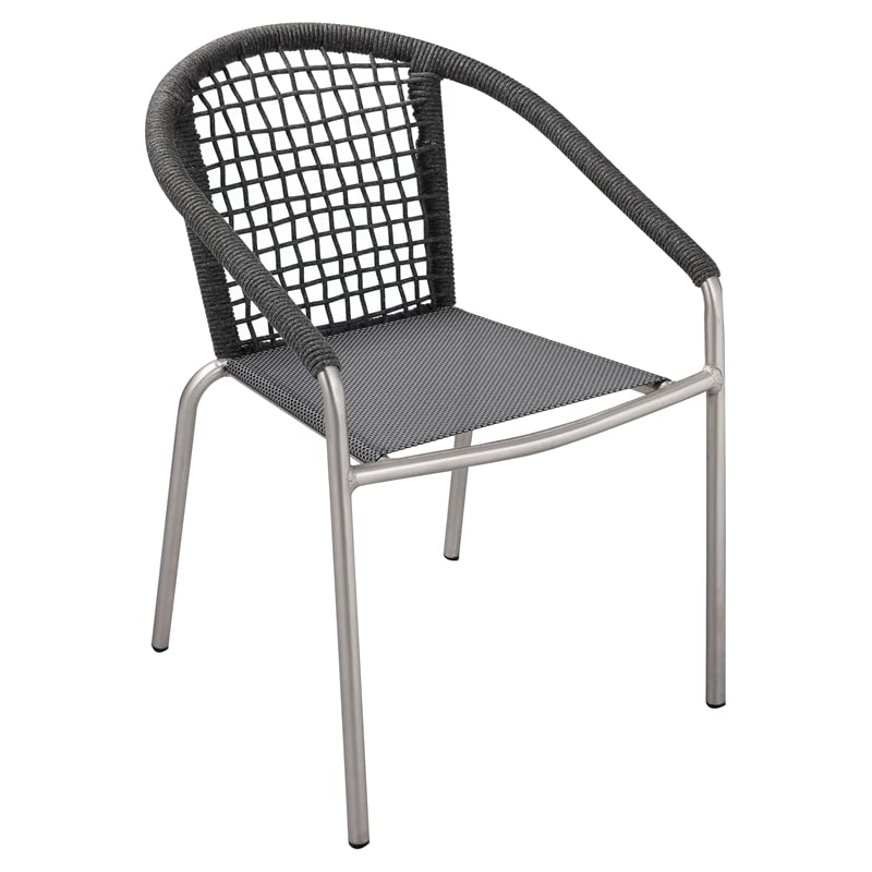 Pangea Home Chelsea 33" Modern Aluminum Dining Chairs in Slate Gray (Set of 6)