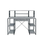 Acme Amiel Wooden 1-Drawer Writing Desk in Faux Concrete and Black