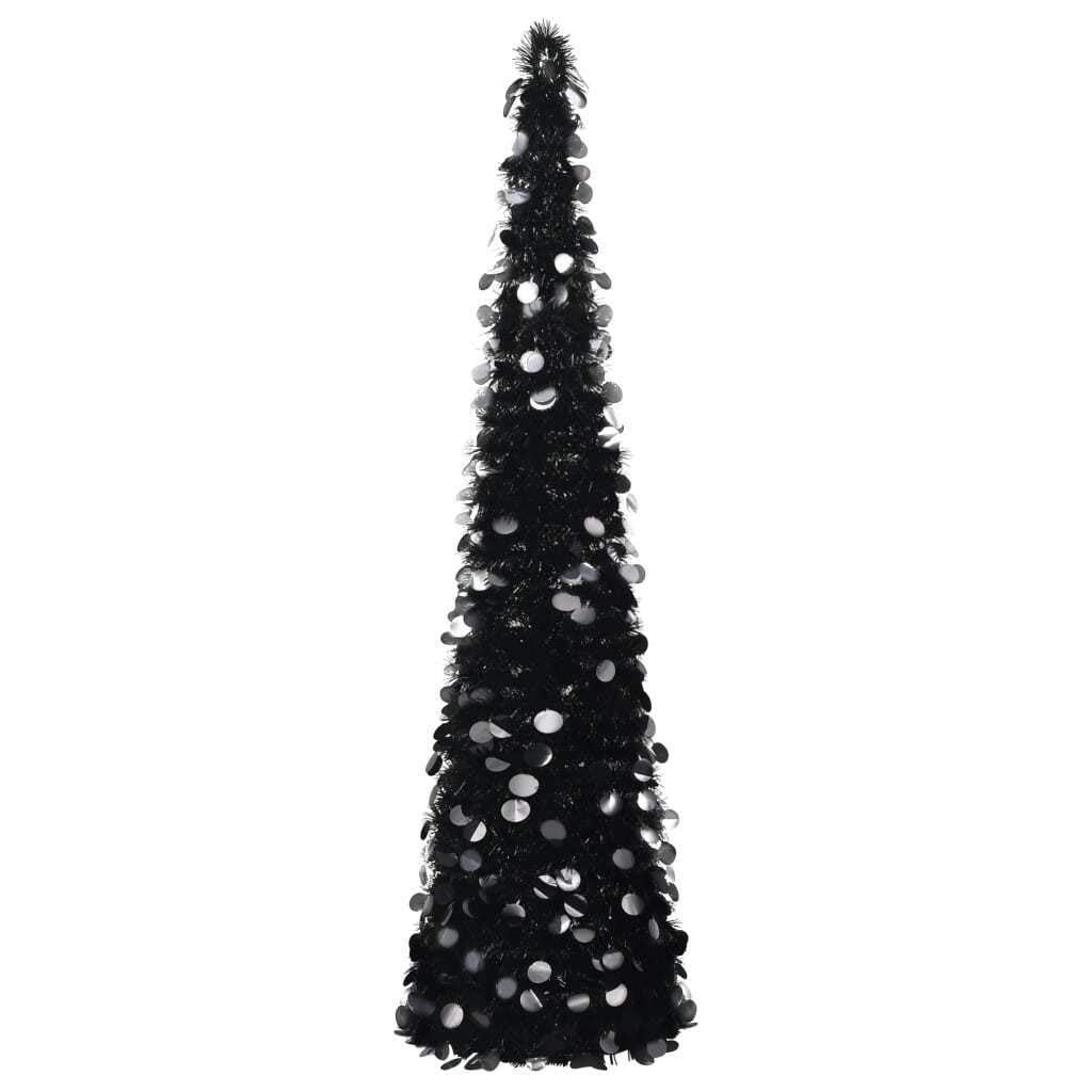 Vidaxl Pop-Up Artificial Christmas Tree Shiny Home Living Room Office Garden Terrance Holiday Ornament Decor Xmas Decoration Black 6 Ft Pet