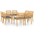 vidaXL Outdoor Patio Solid Teak Wood Batavia Chairs with Cushions - Retro Style Garden Furniture - Set of 8