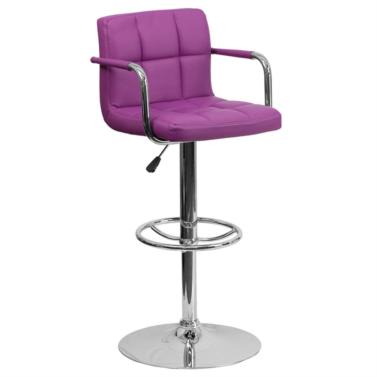 Flash Furniture Vinyl Adjustable Height Barstool, 1 Pack, Purple