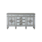 Acme Varian 6-Drawer Wooden Server with 2 Doors in Mirrored and Antique Platinum