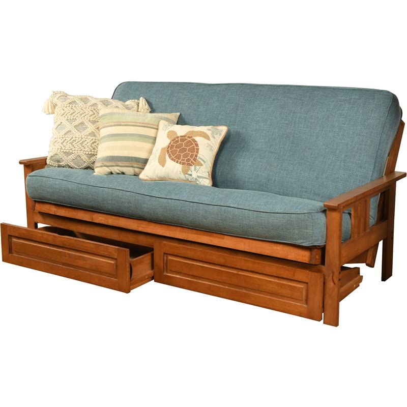 Kodiak Furniture Monterey Barbados Storage Sofa with Aqua Blue Fabric Mattress
