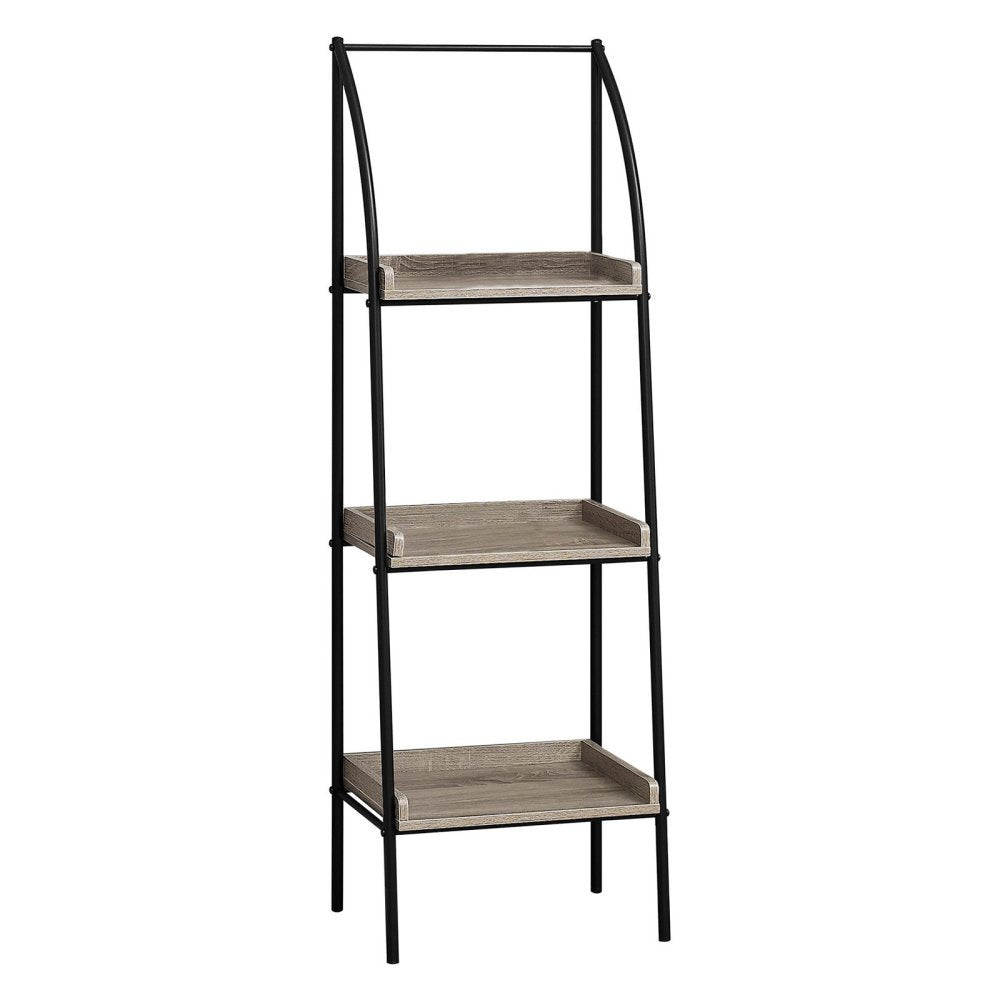 Monarch Specialties I Bookcase-48 H/Dark Taupe/Black Metal