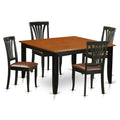East West Furniture PFAV5-BCH-LC 5 Piece Dining Room Table Set Includes a Square Kitchen Table with Butterfly Leaf and 4 Faux Leather Upholstered Dining Chairs, 54x54 Inch, Black & Cherry