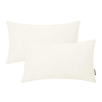 BRAWARM Chenille Throw Pillow Covers 12x20 Inches - Cream Chenille Lumbar Pillow Covers Pack of 2, Solid Dyed Soft Chenille Pill