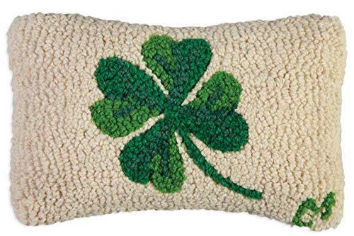 Chandler 4 Corners Artist-Designed Shamrock Hand-Hooked Wool Decorative Throw Pillow - St Patrick'S Pillow For Couches & Beds-Ea