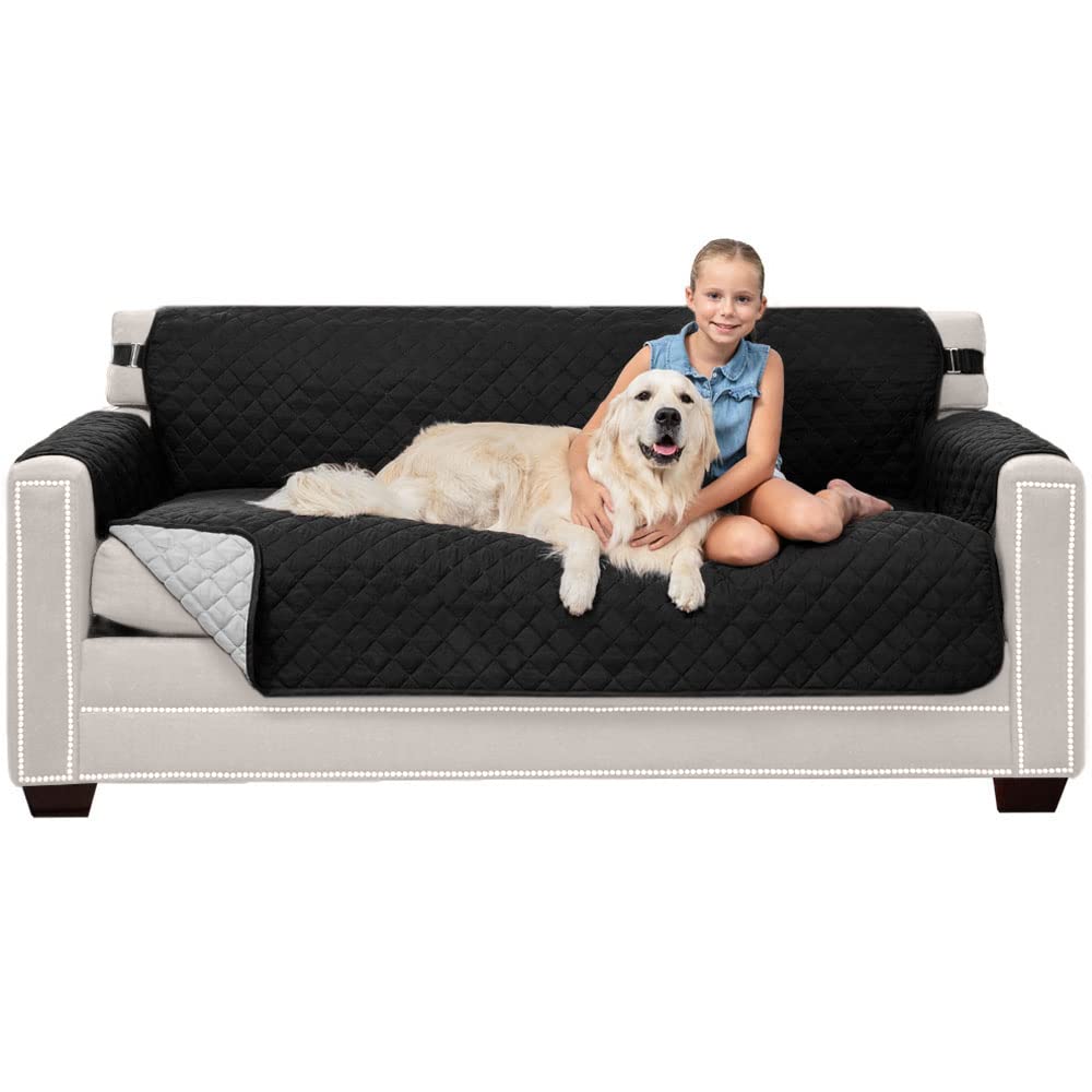 Sofa Shield Couch Slip Cover With Patented Strap, Cushion Protector, Reversible Stain And Dog Tear Resistant Slipcover, Quilted