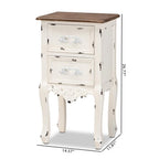 Baxton Studio Levron Classic and Traditional Two-Tone Walnut Brown and Antique White Finished Wood 2-Drawer Nightstand