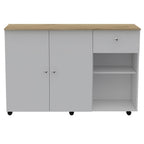 HomeRoots White - Pine Sleek and Modern White Pine Kitchen Island Cart