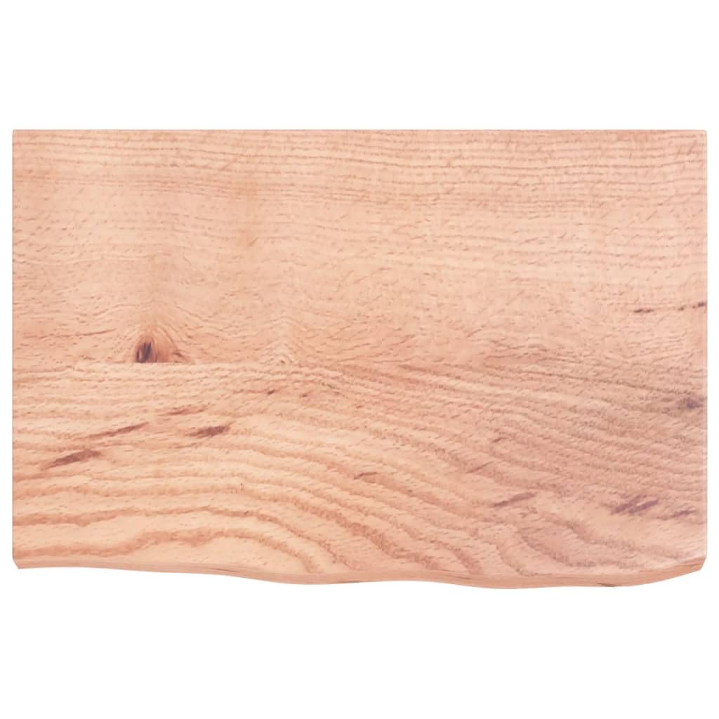 vidaXL Table Top - Light Brown Treated Solid Oak Wood, Natural Finish, Versatile Usage, Handcrafted, Unique Live Edge, Easy Installation