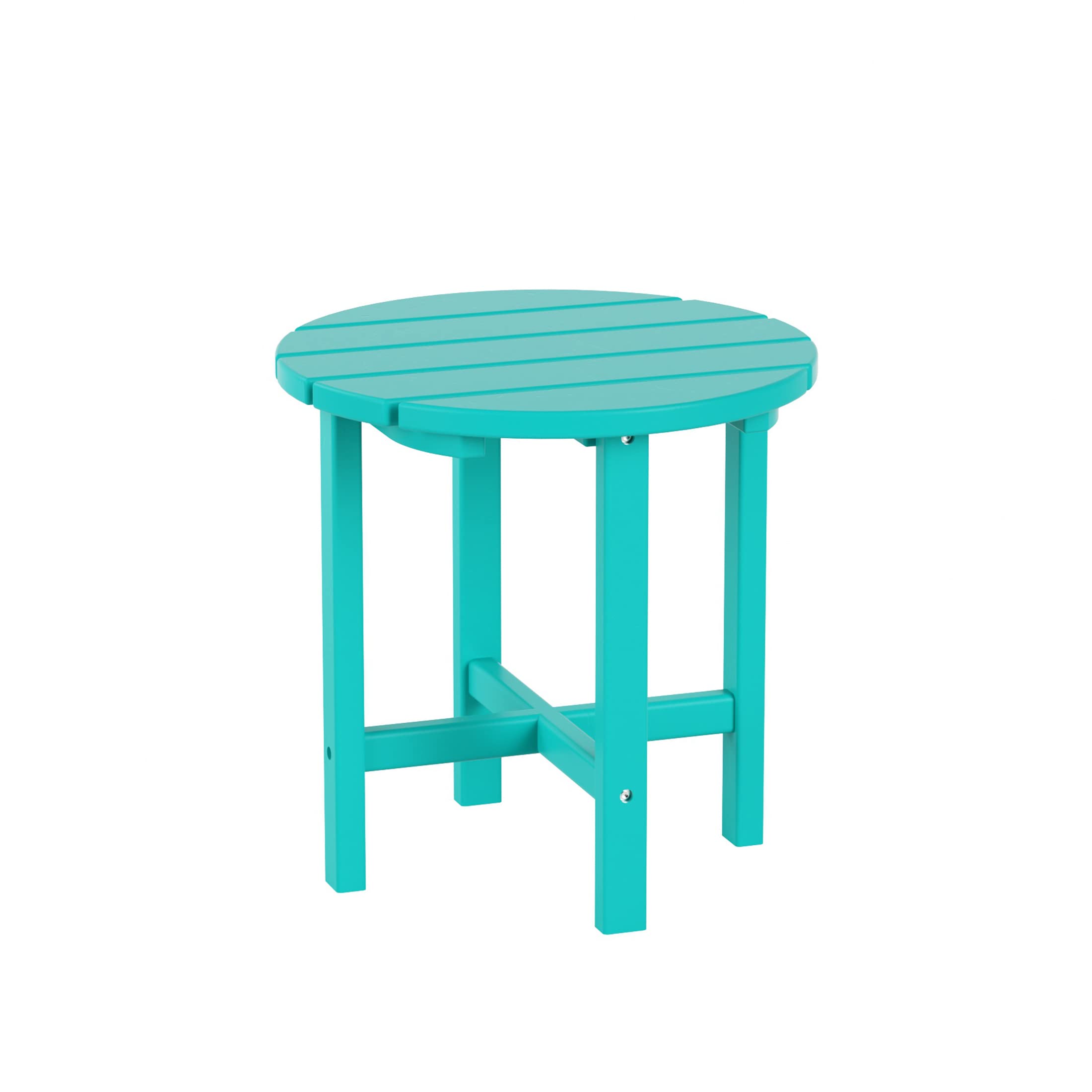 Costaelm Round Outdoor Side Tables, Adirondack Patio Tables For Outside, Hdpe Patio End Table Weather Resistant, Balcony Table For Pool, Seaside, Backyard, Porch, Indoor Companion, Turquoise
