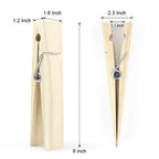 RIVERKING 9 Inch Jumbo Clothespins - Natural Wood Clips for DIY Crafts, Bathroom & Laundry Room Decor, Set of 2