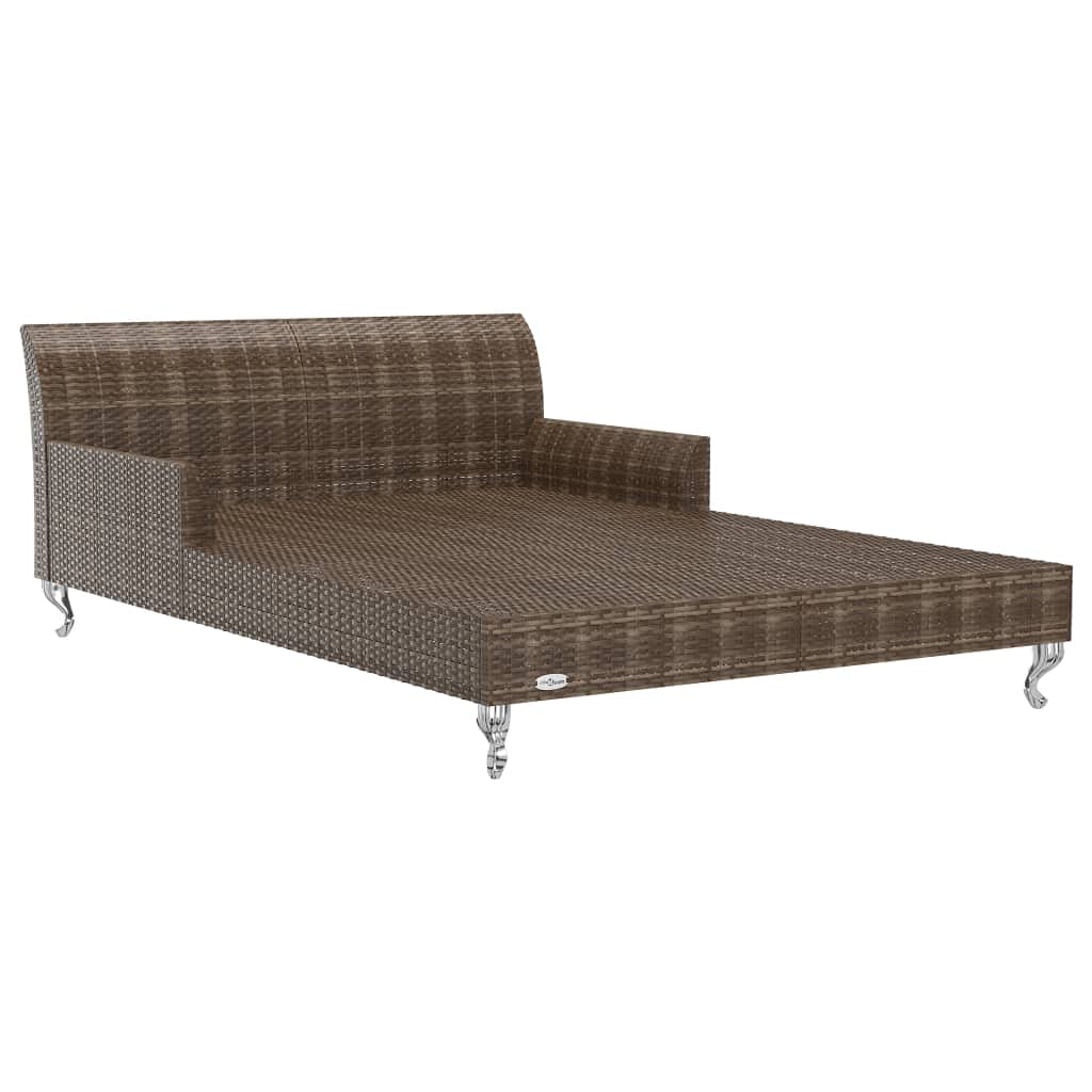 Great-hyc 2-Person Garden Sun Bed with Cushions Poly Rattan Brown