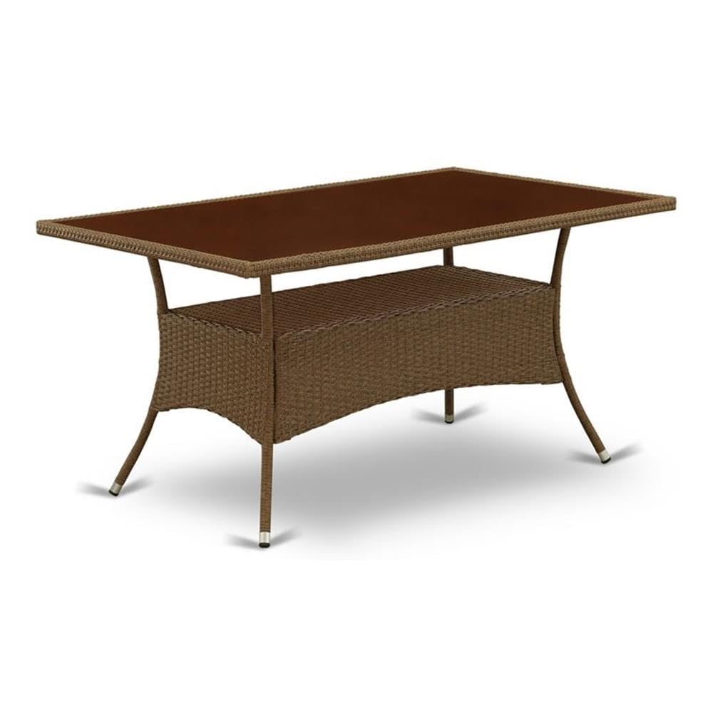 East West Furniture Oslo Outdoor Dining Rectangle Pe Wicker Table - Thumbnail 3
